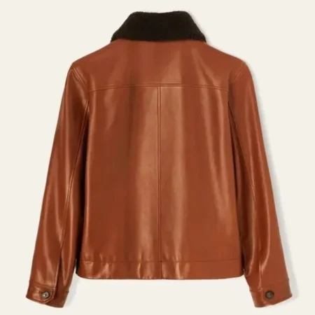 Shearling Leather Jacket Worn by Brad Pitt at LA Art Exhibit