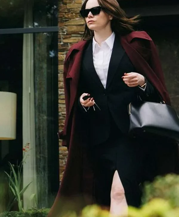Bugonia-2025-Emma-Stone-Red-Trench-Coat