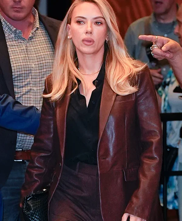 CBS-Mornings-2025-Scarlett-Johansson-Brown-Leather-Blazer