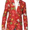 Christmas Tree Lights Red Printed Blazer
