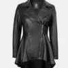 Clarissa Tailored Women’s Black Leather Peplum Jacket