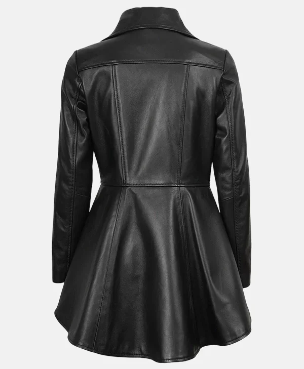Clarissa Tailored Women’s Black Leather Peplum Jacket