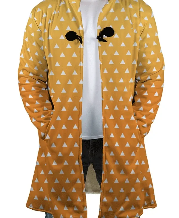 Anime Demon Slayer Zenitsu Agatsuma Yellow Hooded Trench Coat
