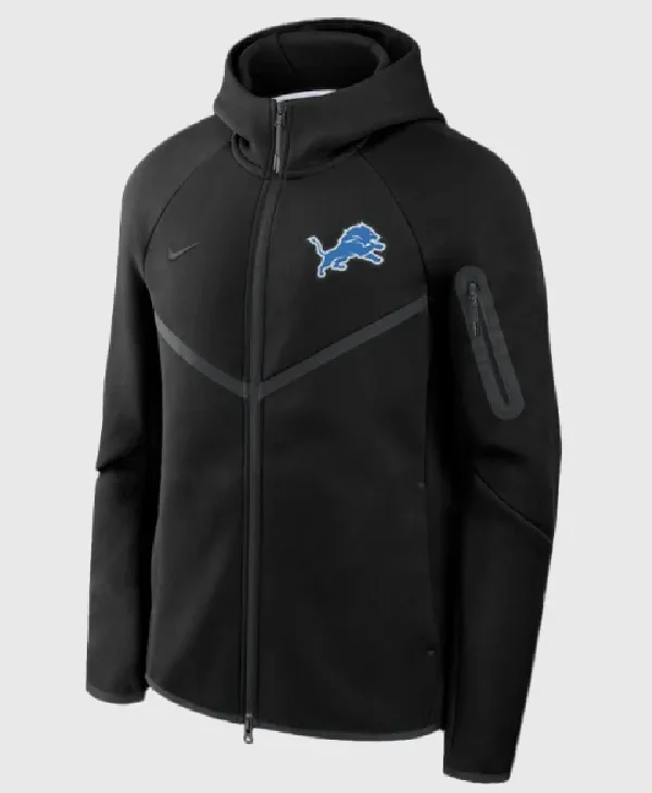 Detroit Lions Black Tech Fleece Windrunner Hoodie