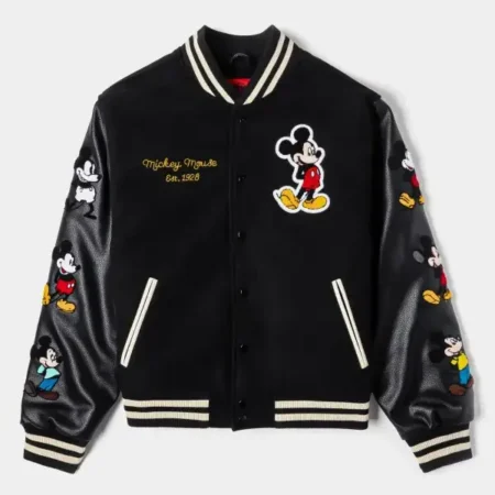 Disney Shoe Palace Mickey and Friends Icon Black Varsity Jacket