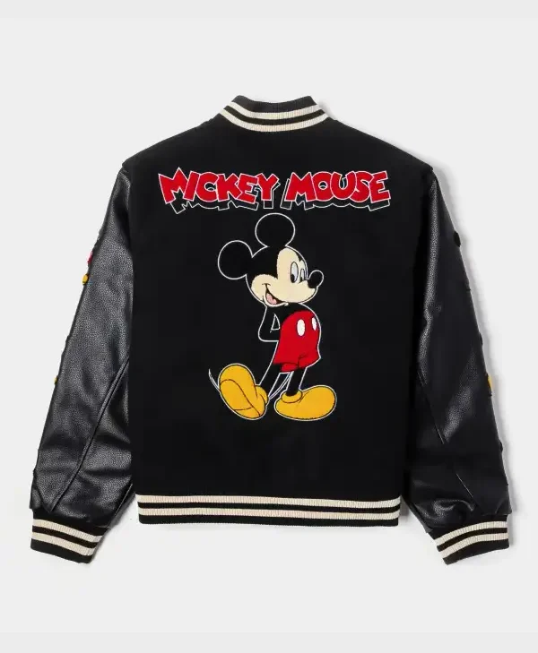 Disney Shoe Palace Mickey and Friends Icon Black Varsity Jacket For Sale