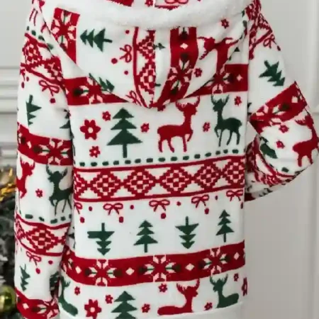 Drawstring Christmas Element Hooded Jacket For Sale