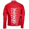 Stylish Red Genuine Leather Motorcycle Jacket