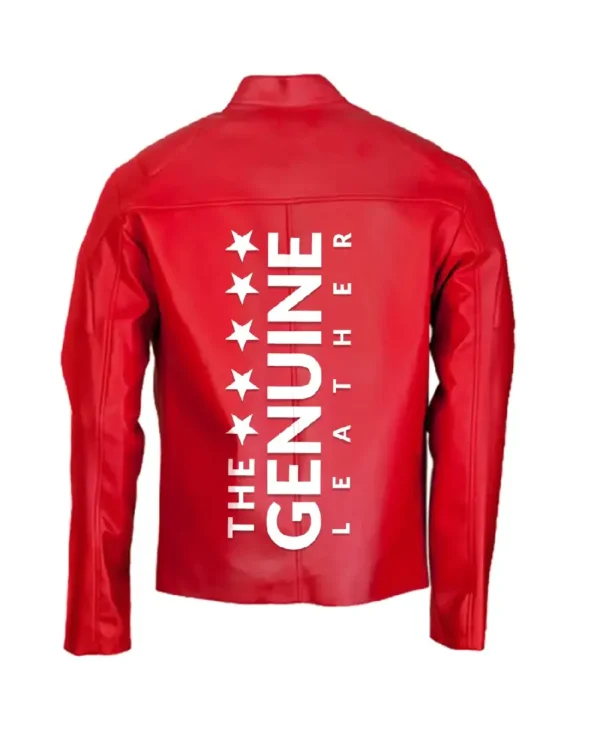 Stylish Red Genuine Leather Motorcycle Jacket