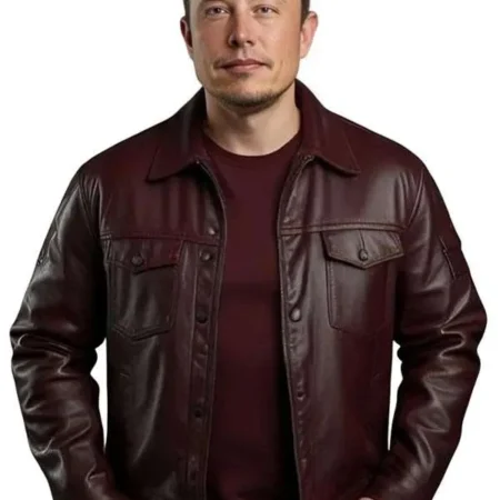 Elon Musk Leather Maroon Jacket