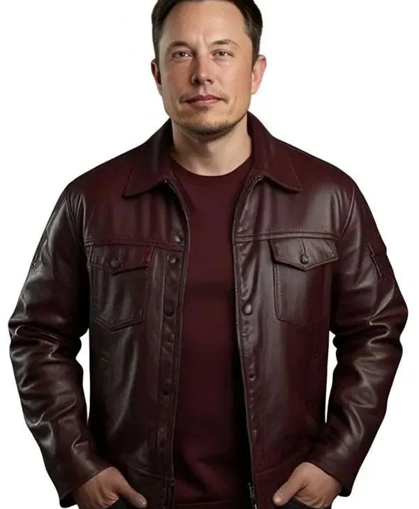 Elon Musk Leather Maroon Jacket