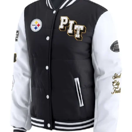 Erin Andrews x Pittsburgh Steelers Varsity Puffer Jacket