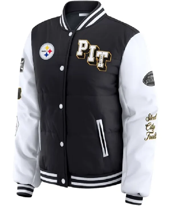 Erin Andrews x Pittsburgh Steelers Varsity Puffer Jacket