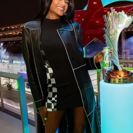 F1 Grand Prix Las Vegas Simone Ashley Black Leather Coat