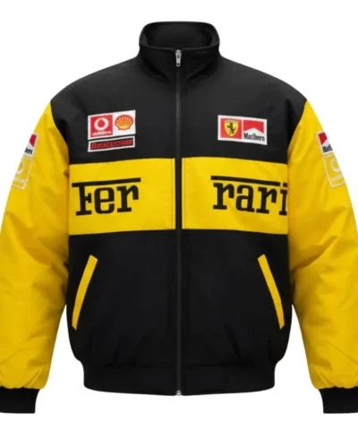 Ferrari x Marlboro Black and Yellow Formula 1 Racing Jacket
