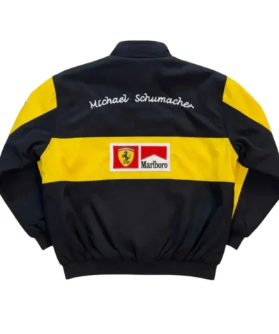 Ferrari x Marlboro Black and Yellow Formula 1 Racing Jacket