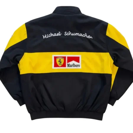 Ferrari x Marlboro Black and Yellow Formula 1 Racing Jacket