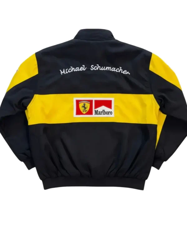 Ferrari x Marlboro Black and Yellow Formula 1 Racing Jacket