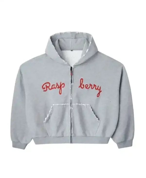 GV Raspberry Hills Script Zip-Up Grey Hoodie For Sale