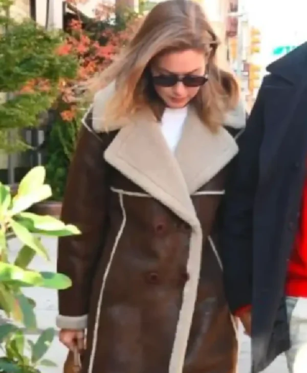 Gigi Hadid NYC 2025 Luxe Shearling Style Coat