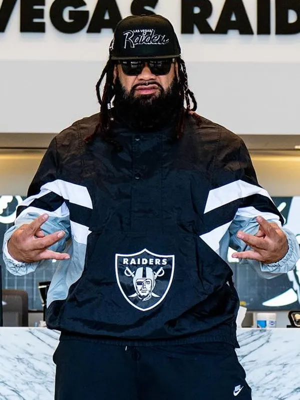 Jacob-Fatu-Las-Vegas-Raiders-Starter-Striker-Jacket Jacob Fatu Las Vegas Raiders Striker Starter Jacket