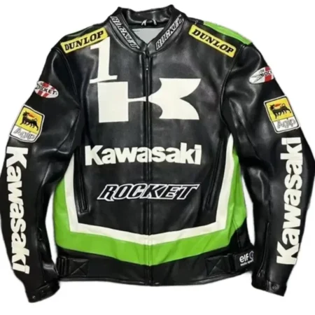 Joe Rocket Ninja Kawasaki Racing Leather Motorcycle Jacket