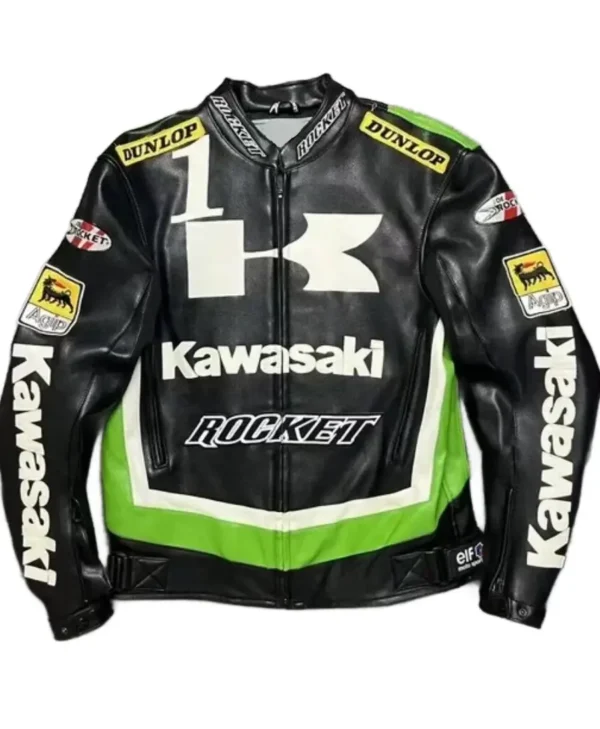 Joe Rocket Ninja Kawasaki Racing Leather Motorcycle Jacket