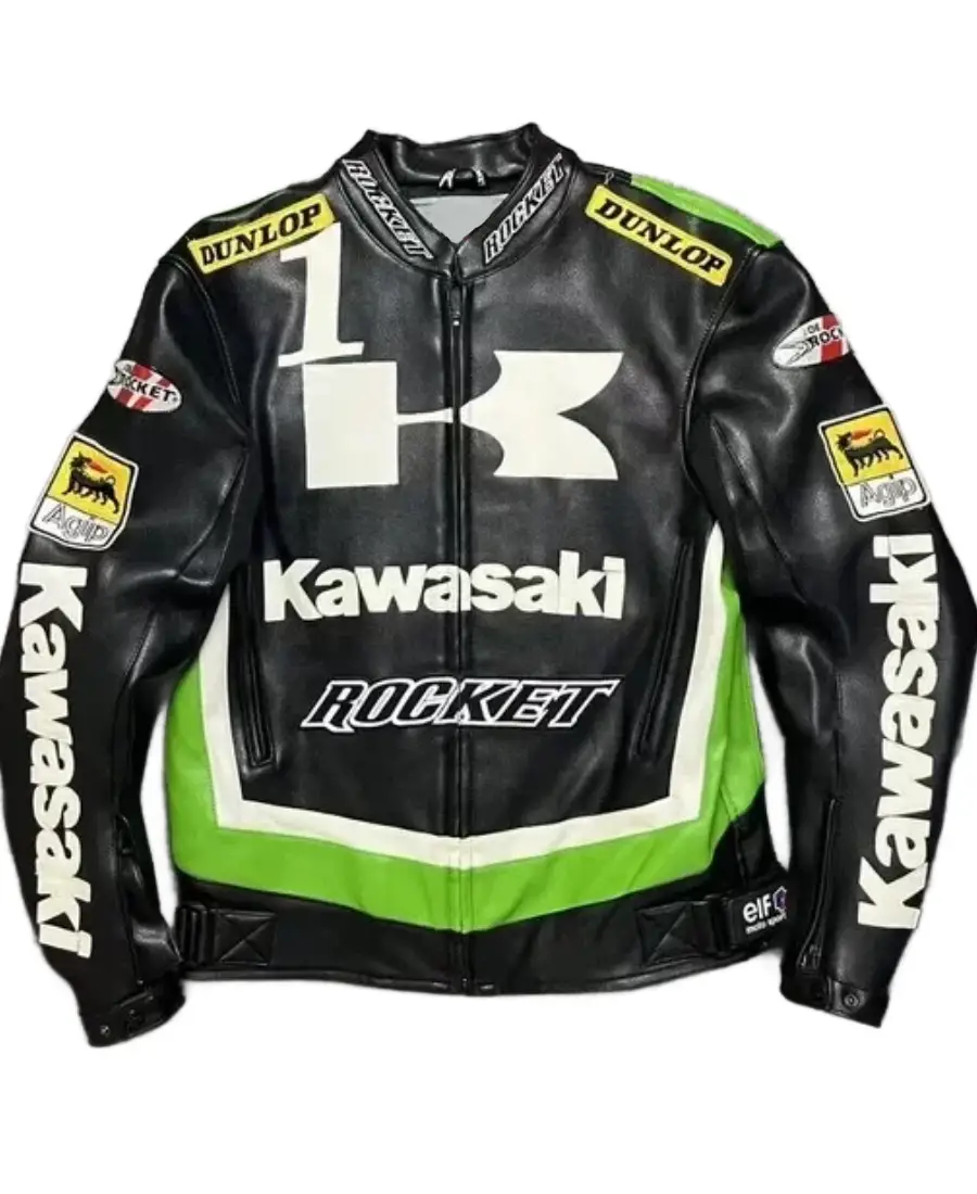 Joe-Rocket-Ninja-Kawasaki-Leather-Motorcycle-Jacket Joe Rocket Ninja Kawasaki Racing Leather Motorcycle Jacket