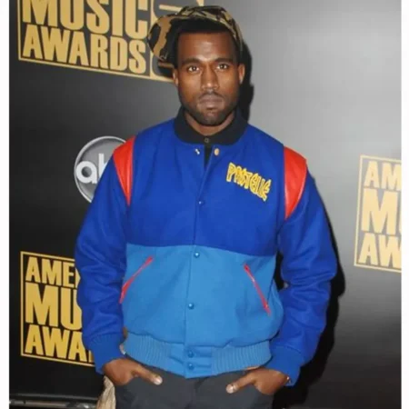 Kanye West Pastelle Varsity Wool Blue Jacket For Sale