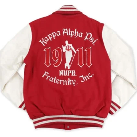 Kappa-Alpha-Psi-Red-and-White-Varsity-Jacket-For-Sale