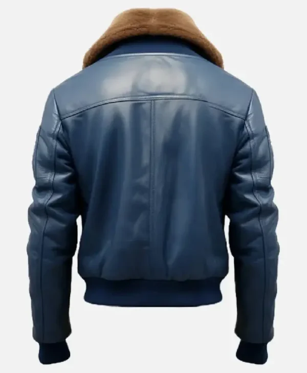 Men’s Aviator Blue Leather Bomber Jacket