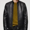 Men’s Black Biker Leather Zip Up Jacket