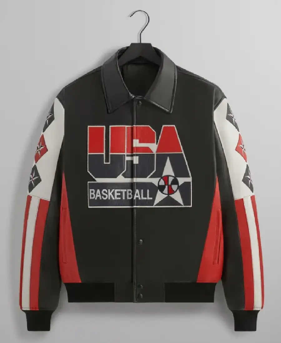 Mens-Kith-USA-Basketball-Leather-Jacket Men’s Kith USA Basketball Premium Leather Jacket