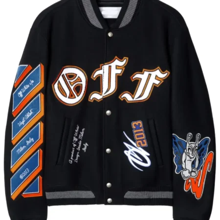 Men’s Off-White Chenille Logo Varsity Bomber Jacket