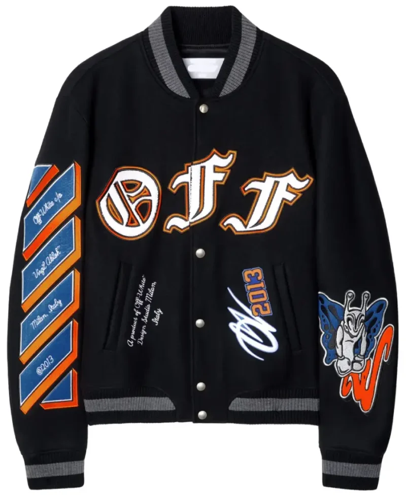 Men’s Off-White Chenille Logo Varsity Bomber Jacket