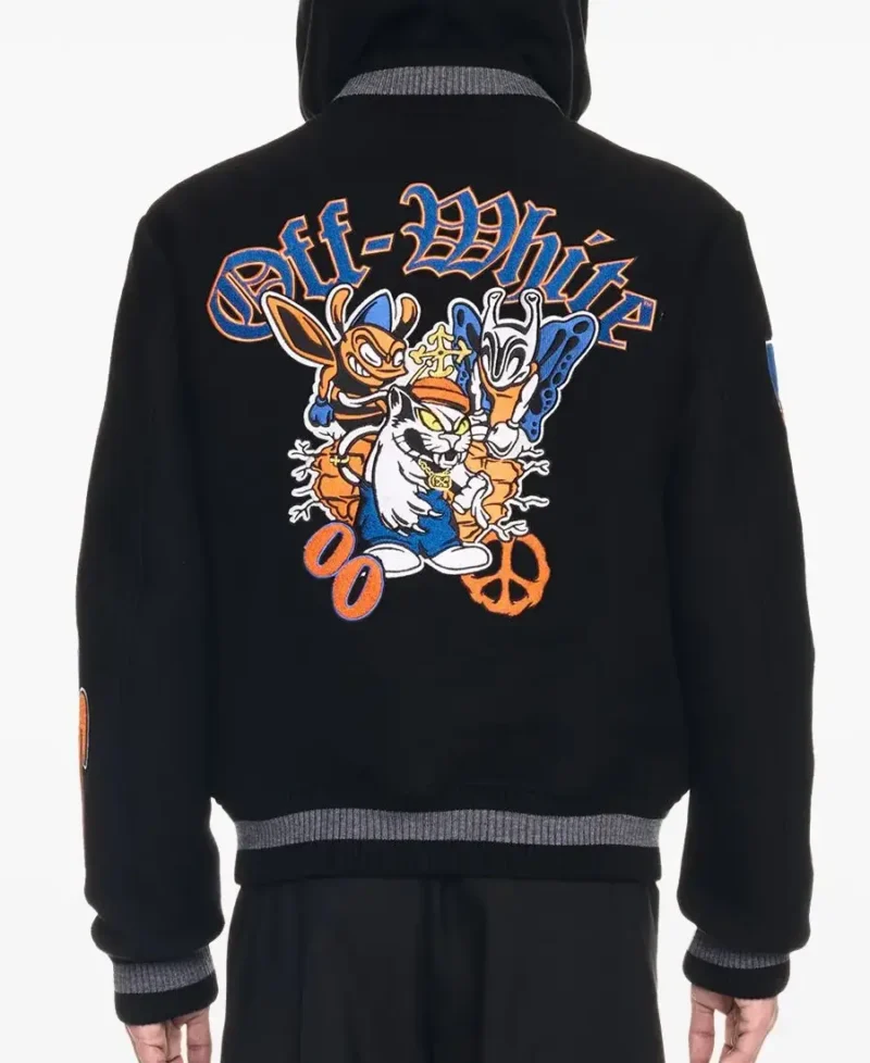Men’s Off-White Chenille Logo Varsity Bomber Jacket