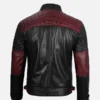 Men’s Quilted Black and Maroon Café Racer Leather Jacket