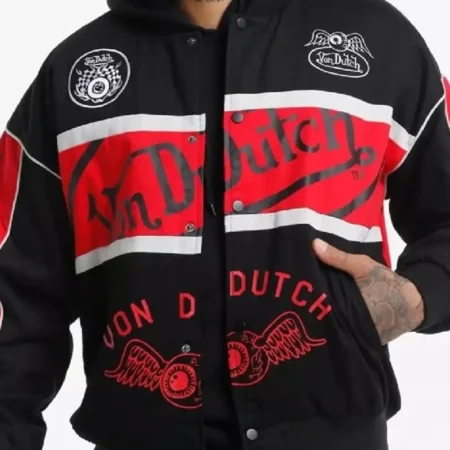 Men’s Von Dutch Red and Black Racing Jacket