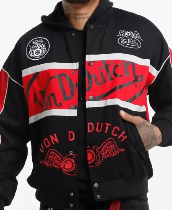 Men’s Von Dutch Red and Black Racing Jacket