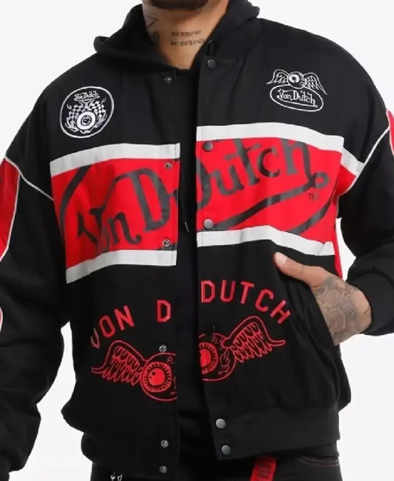 Men’s Von Dutch Red and Black Racing Jacket