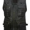 Men’s Workwear Black Leather Safari Vest