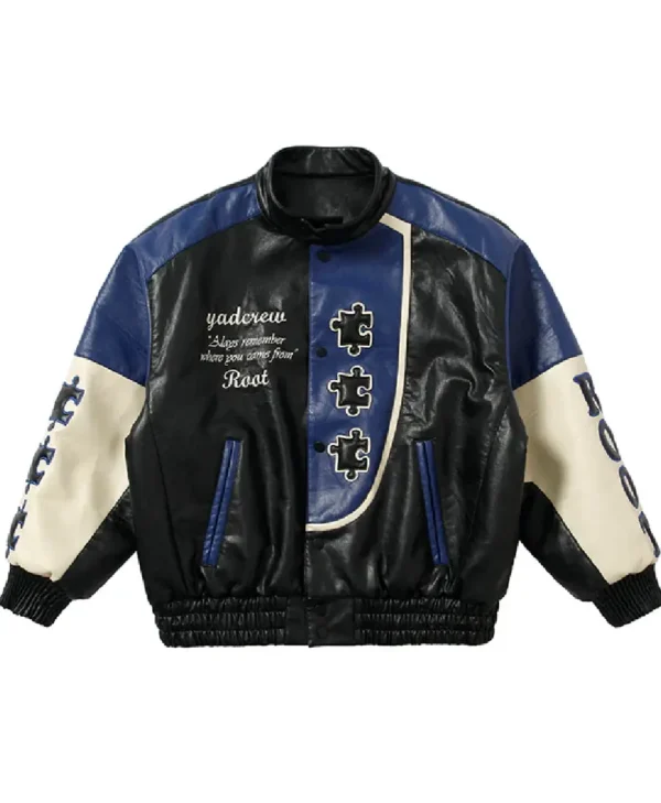 Men’s X ROOT Puzzle Stitch Motorcycle Leather Jacket