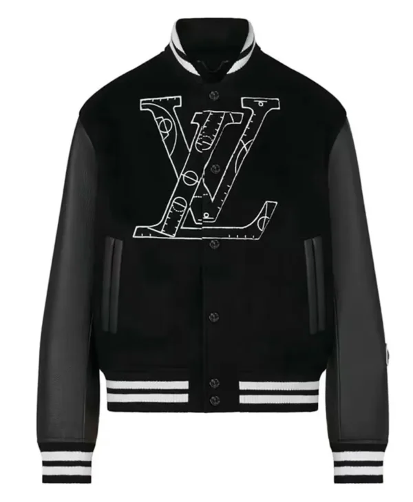 Louis Vuitton Black Leather Varsity Jacket