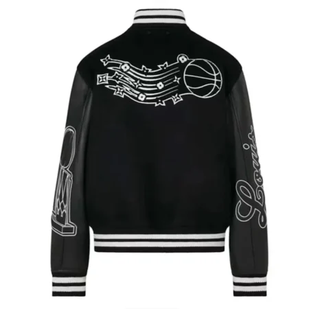 Louis Vuitton Black Leather Varsity Jacket