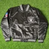 NFL Las Vegas Raiders Jacob Fatu Black Bomber Satin Jacket