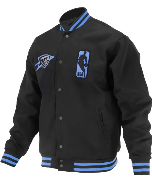 Oklahoma City Thunder Logoman Shadow Black Varsity Jacket