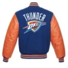 Oklahoma City Thunder Orange and Blue Varsity Letterman Jacket