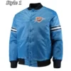 Oklahoma City Thunder Pick Edition Blue Satin Varsity Jacket