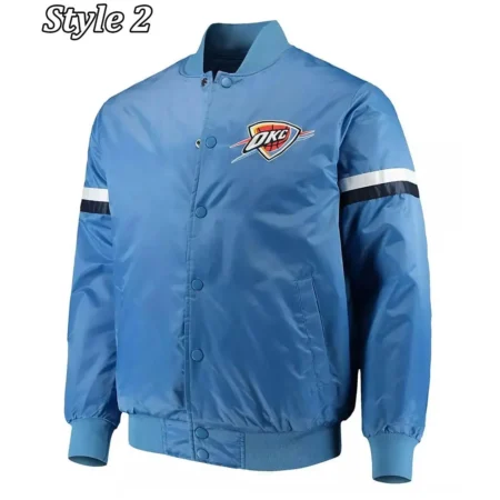 Oklahoma City Thunder Pick Edition Blue Satin Varsity Jacket