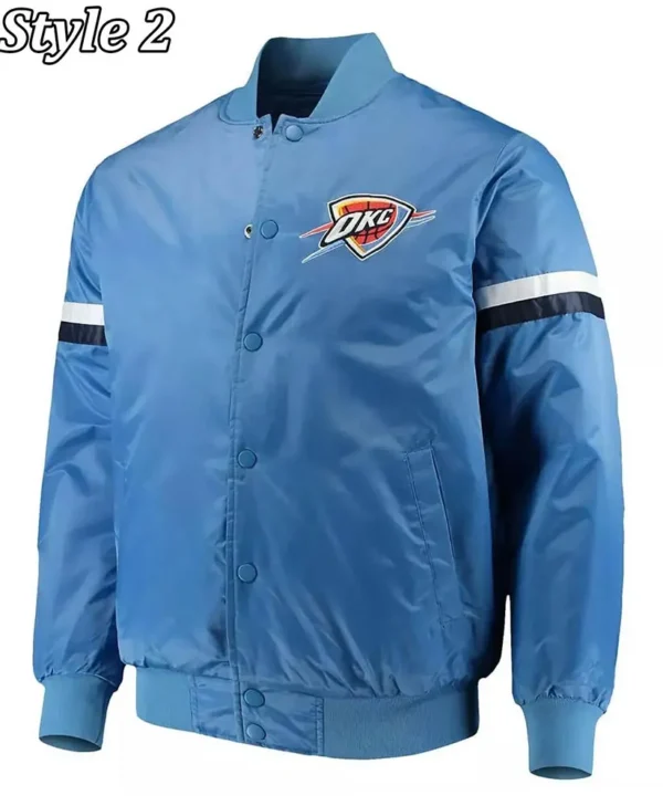 Oklahoma City Thunder Pick Edition Blue Satin Varsity Jacket